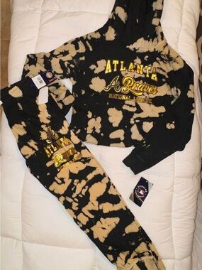 MLB Atlanta Braves Kids Tie-Dye Hoodie & Jogger Set - Black & Tan